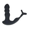 Dual Vibrating Remote Rotating Head Silicone Prostate Stimulator with Cock and Ball Ring - Black